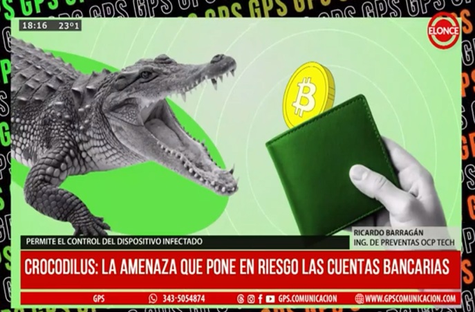 “Crocodilus”: El Virus que se Mete en tu Celular, Clona tu Banco y te Deja en Cero . Ricardo Barragán, ingeniero de preventas de OCP Tech, alertó sobre Crocodilus, un virus que empezó a circular este año y que con sus últimas actualizaciones se volvió cada vez más peligroso. Según explicó, Crocodilus es un troyano diseñado principalmente para atacar teléfonos Android, porque en estos dispositivos es más fácil instalar aplicaciones de terceros fuera de la Play Store. “Su método de propagación es bastante simple pero efectivo”, explicó Barragán. El usuario está navegando en internet, se encuentra con una publicidad atractiva –por ejemplo, sobre apuestas online o alguna app de moda– y descarga el archivo engañoso. En ese momento, sin saberlo, instala el troyano en el celular. Una vez dentro, el virus pide permisos de accesibilidad “que normalmente se usan para ayudar a personas con discapacidad”, pero en este caso los ciberdelincuentes se valen de esa funcionalidad para “hacer de las suyas”, como dijo el ingeniero. La estafa más riesgosa ocurre cuando el usuario abre una app bancaria o de criptomonedas. Crocodilus despliega una pantalla falsa por encima de la aplicación legítima, simulando el inicio de sesión. “Vos pensás que estás entrando a tu banca en línea y en realidad le estás entregando el usuario y la contraseña al atacante en tiempo real”, advirtió. El malware incluso puede “poner una pantalla negra sobre el teléfono” para que parezca que está fallando. “La gente cree que se descompuso, pero en realidad el atacante está detrás, haciendo movimientos o hasta silenciando el celular”, detalló Barragán. Ante la consulta sobre cómo protegerse, fue claro: No descargar aplicaciones que no estén en la Play Store. “Prestar atención a cualquier comportamiento raro del teléfono, sobre todo cuando usamos cuentas bancarias.”. Instalar antivirus potentes que puedan detectar este virus por su comportamiento, no solo por la firma, porque Crocodilus se actualiza y cambia constantemente. Si el dispositivo ya está infectado, recomendó llevarlo a un servicio técnico especializado o contar con antivirus avanzados que puedan eliminarlo, ya que no todos los programas convencionales pueden detectarlo. Sobre la extensión del problema, dijo que empezó en Turquía y España, pero ya hay casos en América Latina, incluyendo Argentina y Brasil. Los principales blancos son aplicaciones de pago y transferencia de dinero como Mercado Pago y PayPal. “Este malware no ataca directamente al banco, sino al usuario. Pero las entidades financieras tienen que asumir un rol activo, informar, hacer campañas de concientización y ayudar a prevenir. Porque al final el afectado siempre es la persona común que pierde su dinero”, remarcó Barragán. La advertencia es clara: Estamos a un clic de que este virus entre en el teléfono y nos deje sin&nbsp;nada.